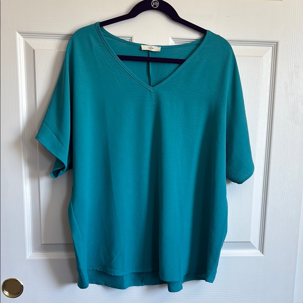 Entro Green and Blue Relaxed Blouse